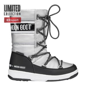 MOON BOOT-Girl Quilted WP silver/black Ezüst 34