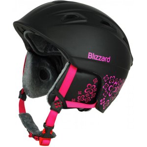 BLIZZARD-W2W Demon ski helmet, black matt/magenta flowers 2022